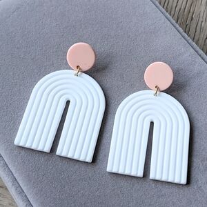 Pink and White Arch Earrings